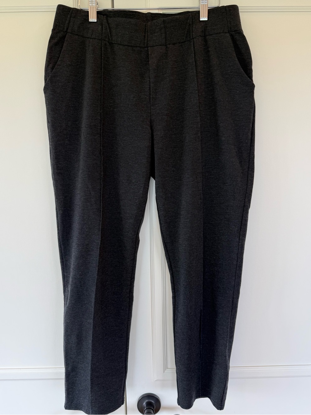 Garnet Hill Comfort Trousers in dark gray heather size L (12 - 14)